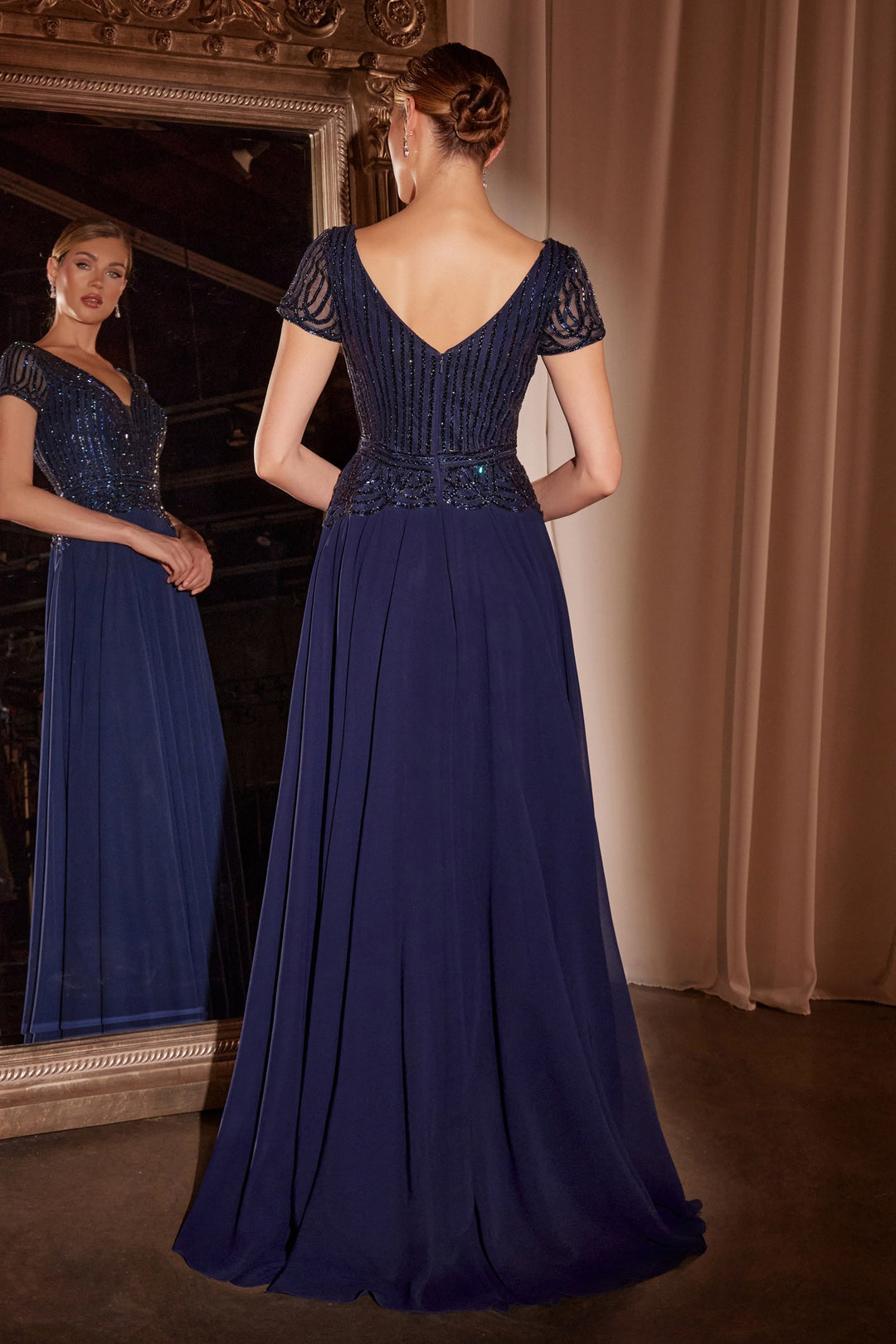 Cinderella Divine CL07 Evening Gown A-Line Deep V-Neckline