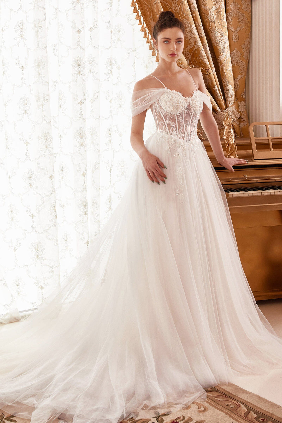 Cinderella Divine WN307 Off-White Ball Gown Prom Dress