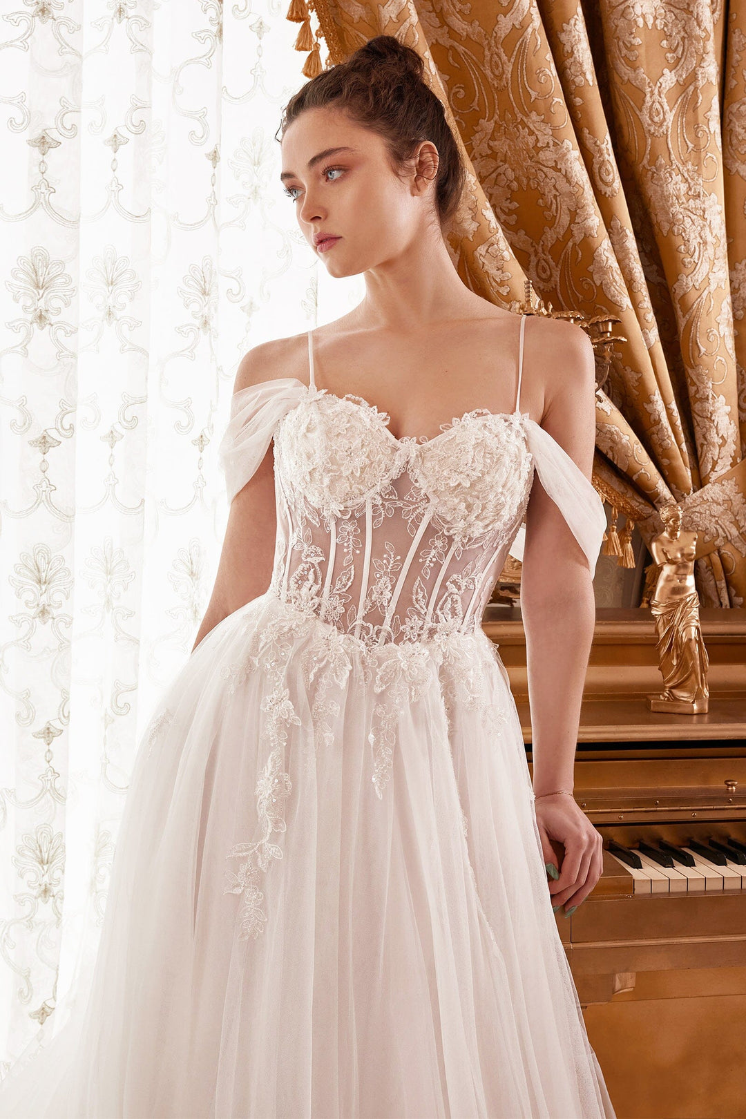 Cinderella Divine WN307 Off-White Ball Gown Prom Dress