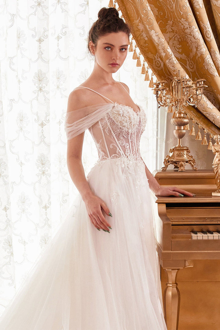 Cinderella Divine WN307 Off-White Ball Gown Prom Dress