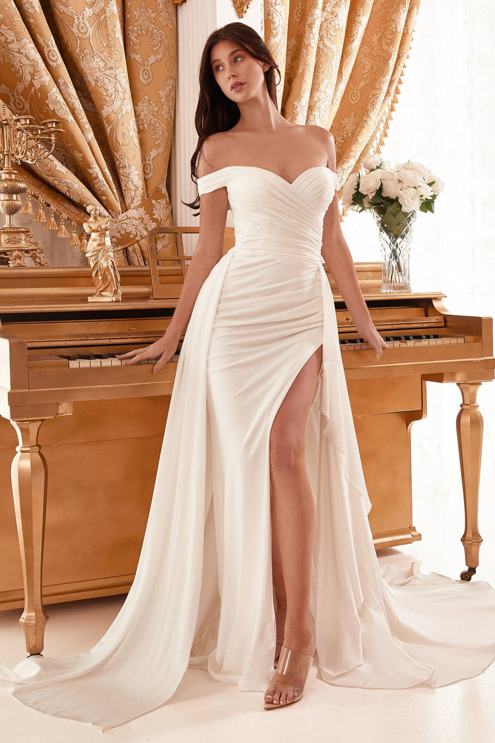 Cinderella Divine WN315 Off-Shoulder Evening Gown Fitted Silhouette
