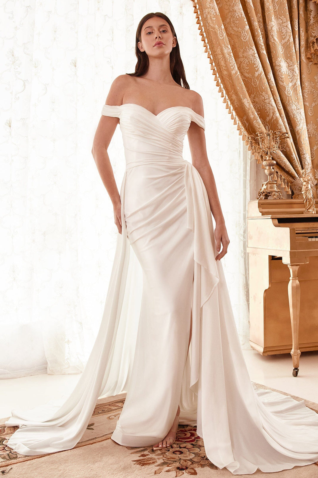 Cinderella Divine WN315 Off-Shoulder Evening Gown Fitted Silhouette