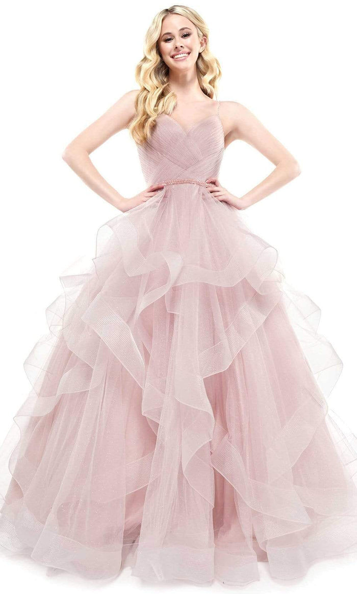 Colors Dress 2381 Long Tulle Prom Ball Gown With V-Neck