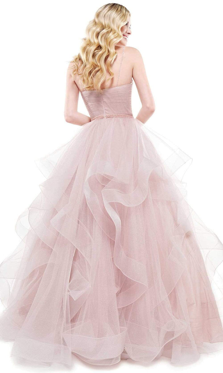 Colors Dress 2381 Evening Gown V Neck Glitter Mesh Ballgown