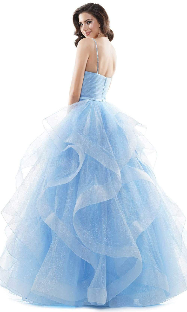 Colors Dress 2381 Evening Gown V Neck Glitter Mesh Ballgown