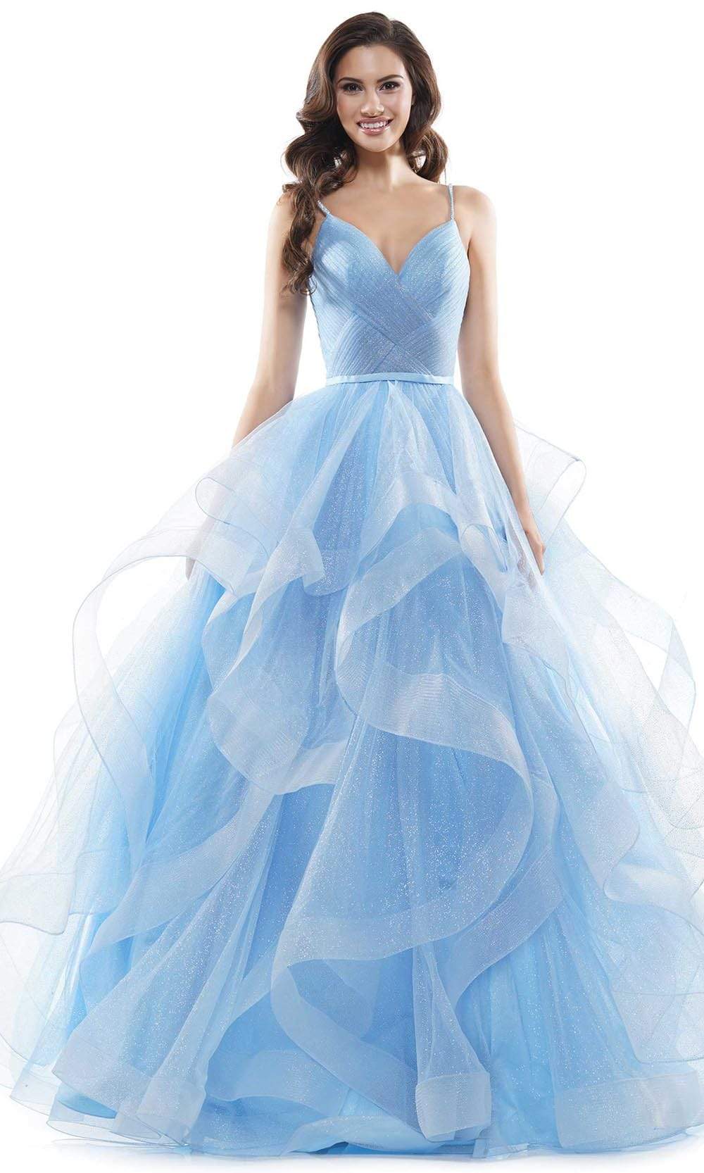 Colors Dress 2381 Evening Gown V Neck Glitter Mesh Ballgown