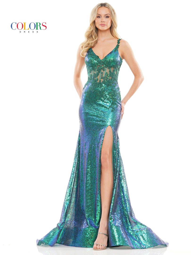 Colors Dress 2848 Mermaid Prom Dress With Deep V-Neckline
