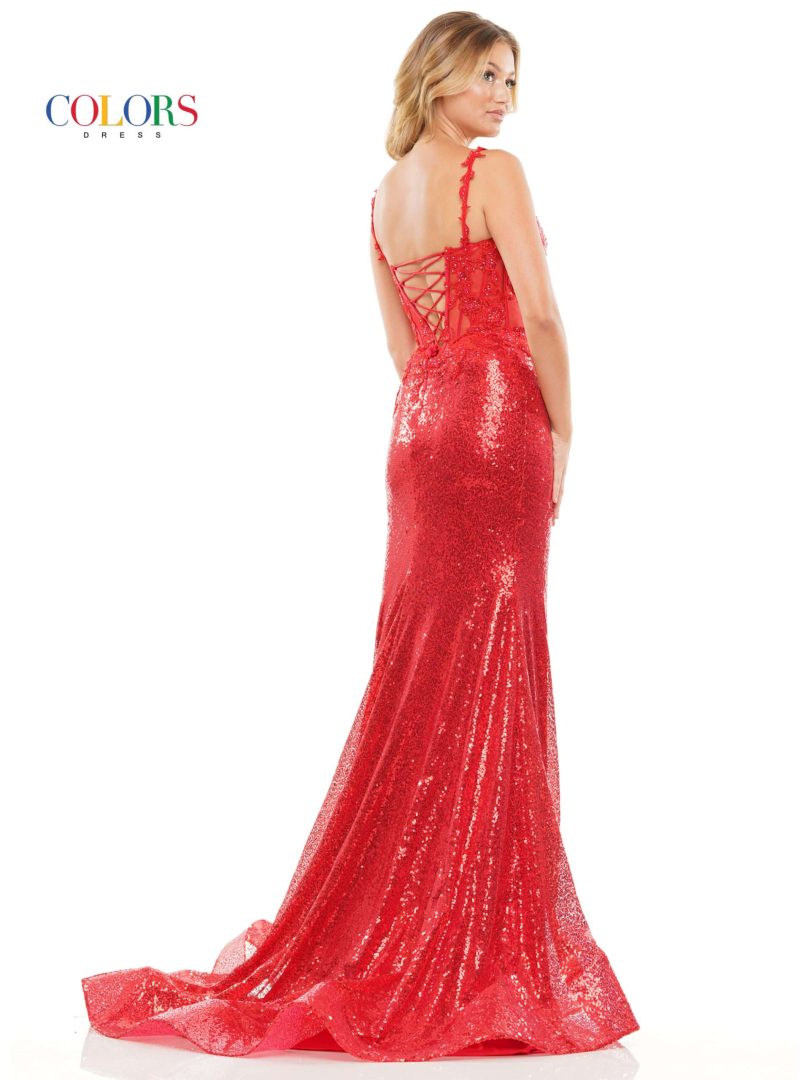 Colors Dress 2848 Mermaid Prom Dress With Deep V-Neckline
