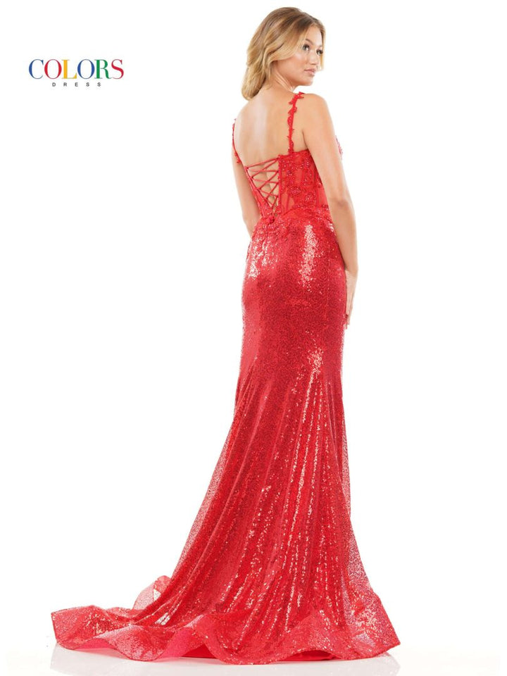 Colors Dress 2848 Mermaid Prom Dress With Deep V-Neckline