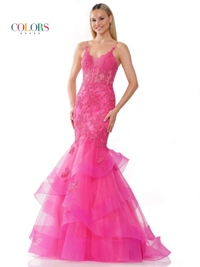 Colors Dress 2899 Prom Dress With Applique Trumpet Silhouette