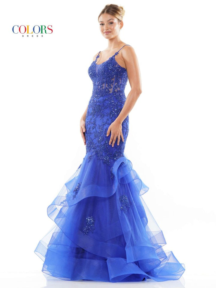Colors Dress 2899 Prom Dress With Applique Trumpet Silhouette