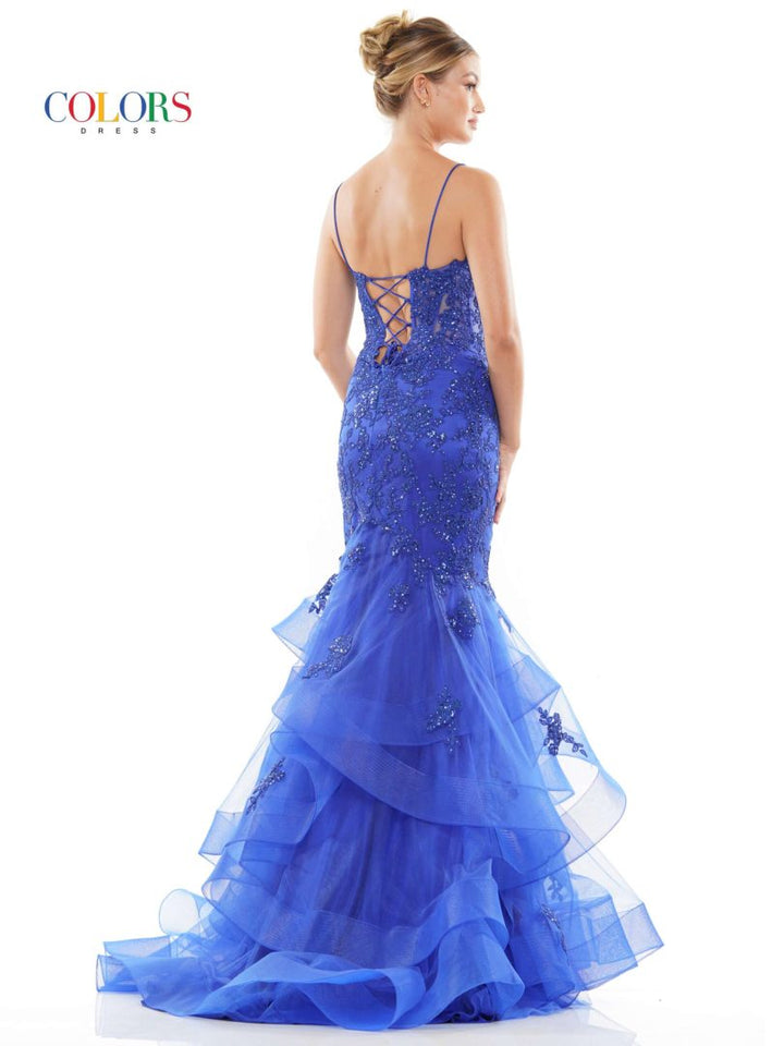Colors Dress 2899 Prom Dress With Applique Trumpet Silhouette
