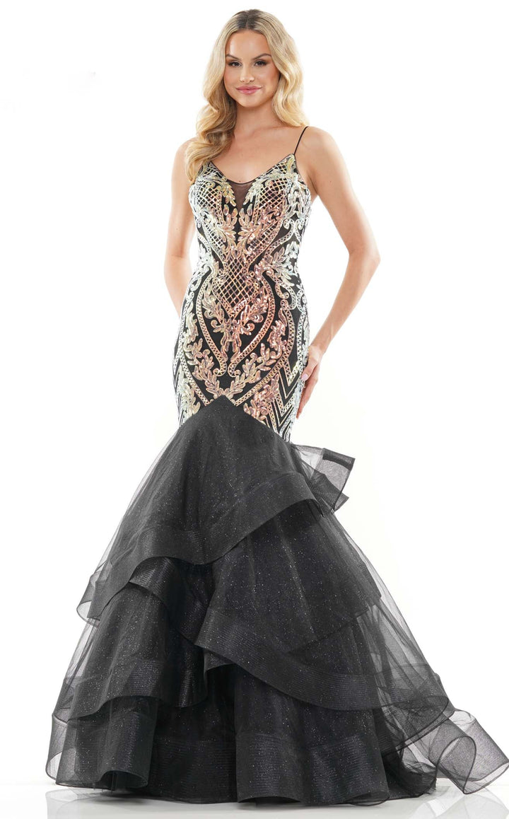 Colors Dress 3200 Long Mermaid Prom Dress With Sequin Print