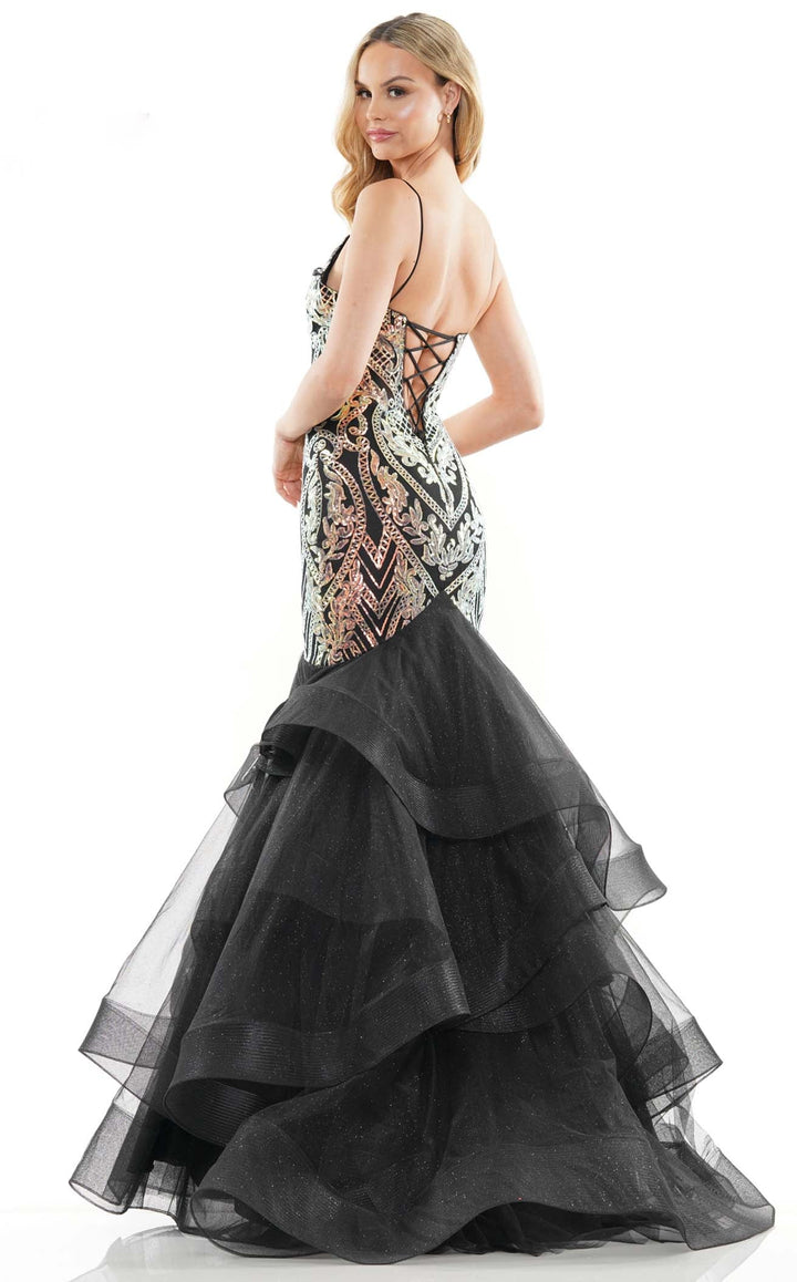 Colors Dress 3200 Long Mermaid Prom Dress With Sequin Print