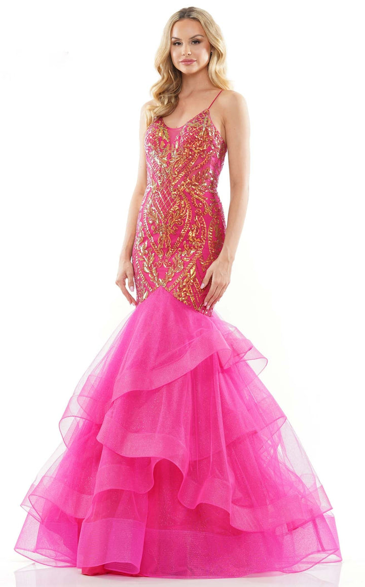 Colors Dress 3200 Long Mermaid Prom Dress With Sequin Print