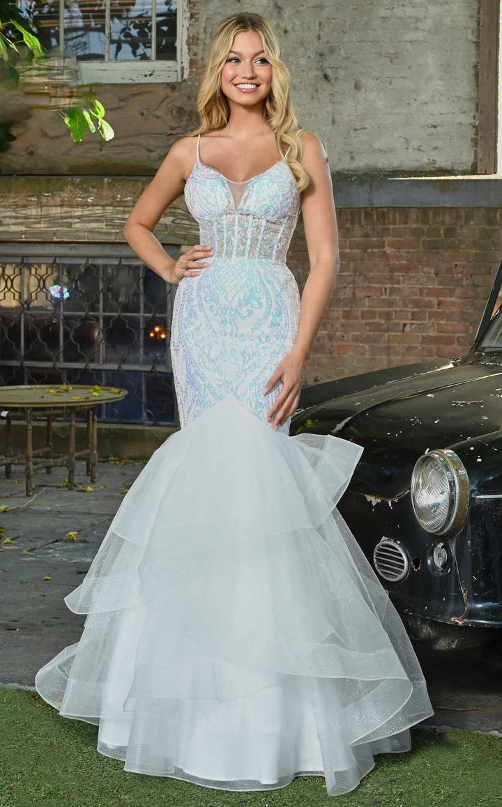 Colors Dress 3200 Long Mermaid Prom Dress With Sequin Print