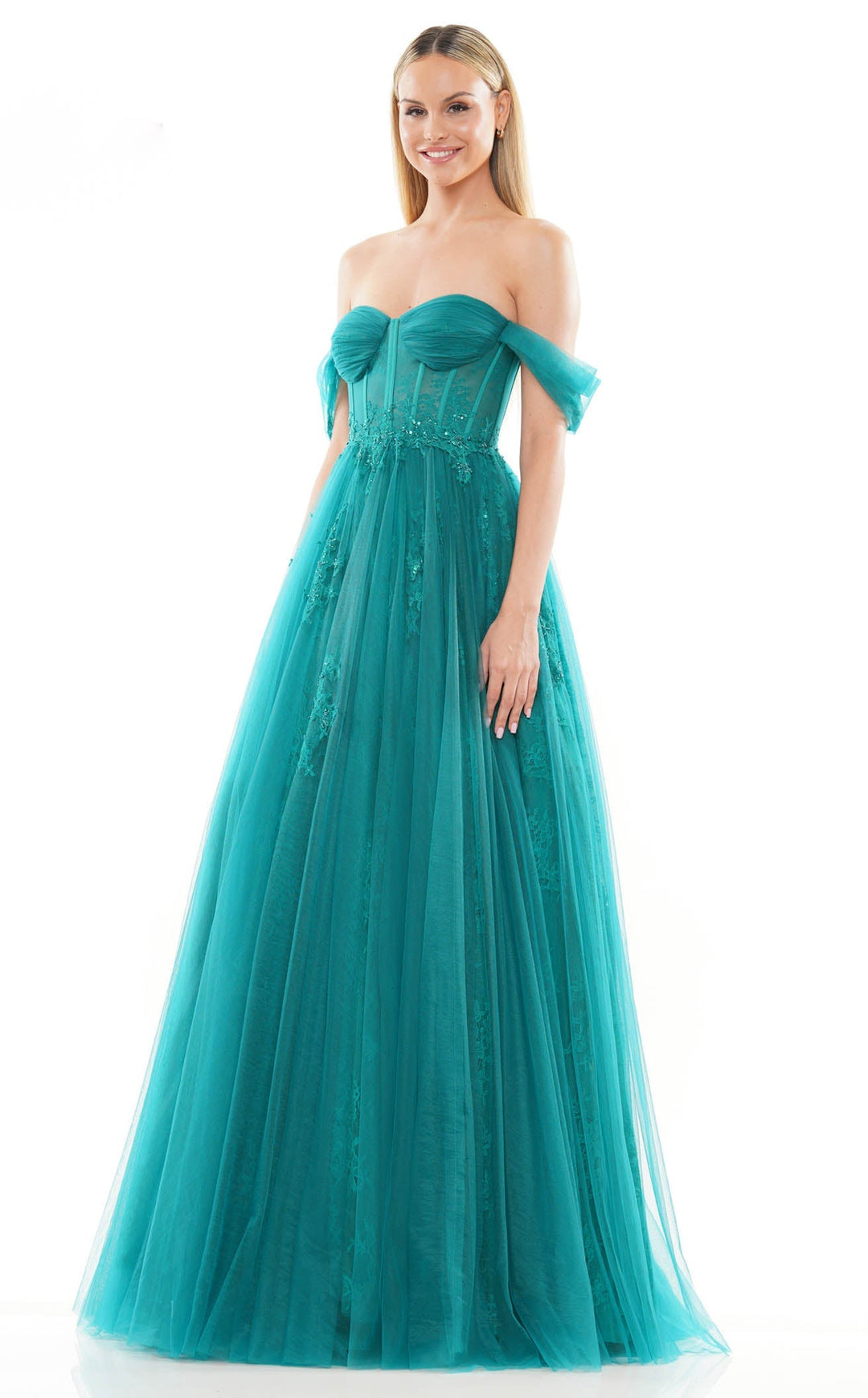Colors Dress 3240 Off Shoulder Tulle Prom Dress A-Line Silhouette