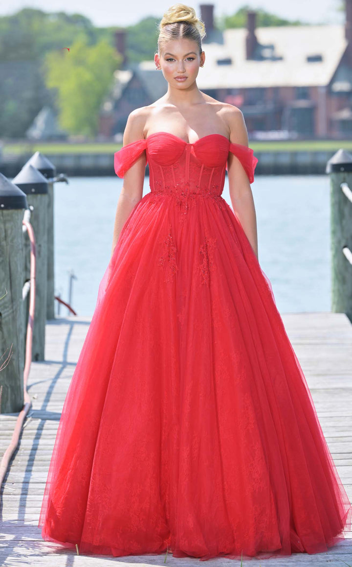 Colors Dress 3240 Off Shoulder Tulle Prom Dress A-Line Silhouette