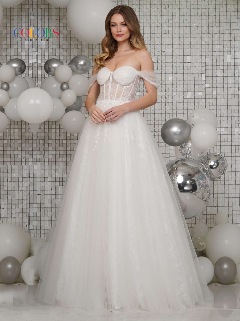 Colors Dress 3240 Off Shoulder Tulle Prom Dress A-Line Silhouette