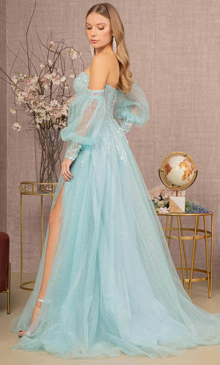 mesh prom dress GLS by Gloria GL3118 - Sweetheart Sequin Mesh Prom Gown XL / Baby Blue