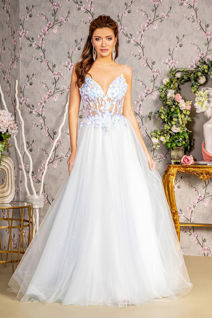GLS BY GLORIA GL3265 Sleeveless 3D Butterfly Embellished Prom Gown The Gown Galleria GLS BY GLORIA GL3265 Sleeveless 3D Butterfly Embellished Prom Gown The Gown Galleria