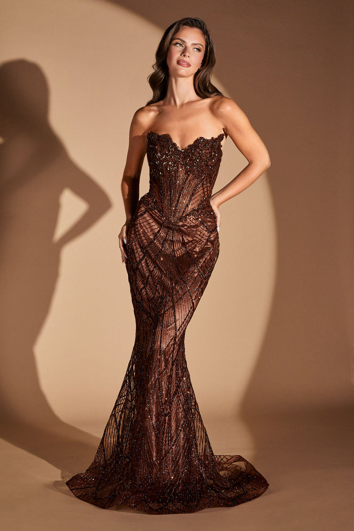 Cinderella Divine J888 Fitted Evening Gown with Sweetheart Neckline