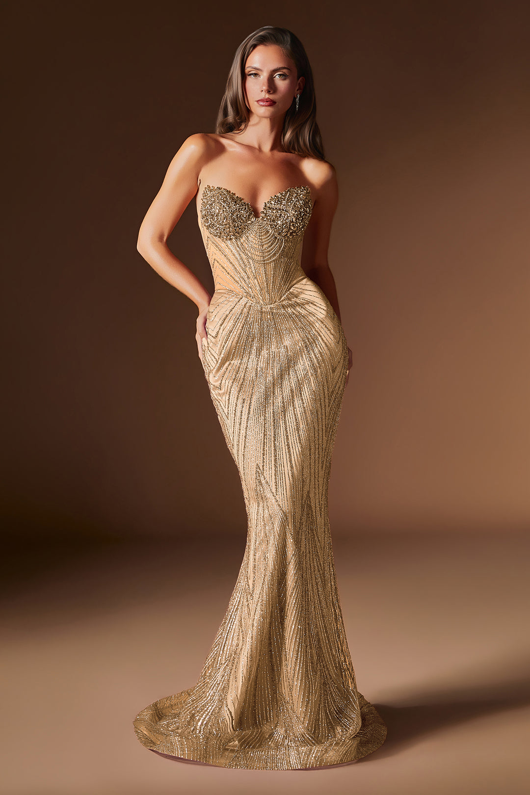 Cinderella Divine J903 Fitted Evening Gown with Sweetheart Neckline