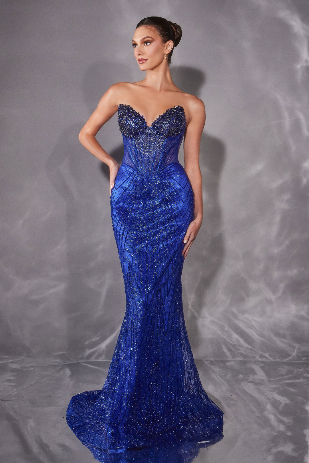 Cinderella Divine J903 Fitted Evening Gown with Sweetheart Neckline