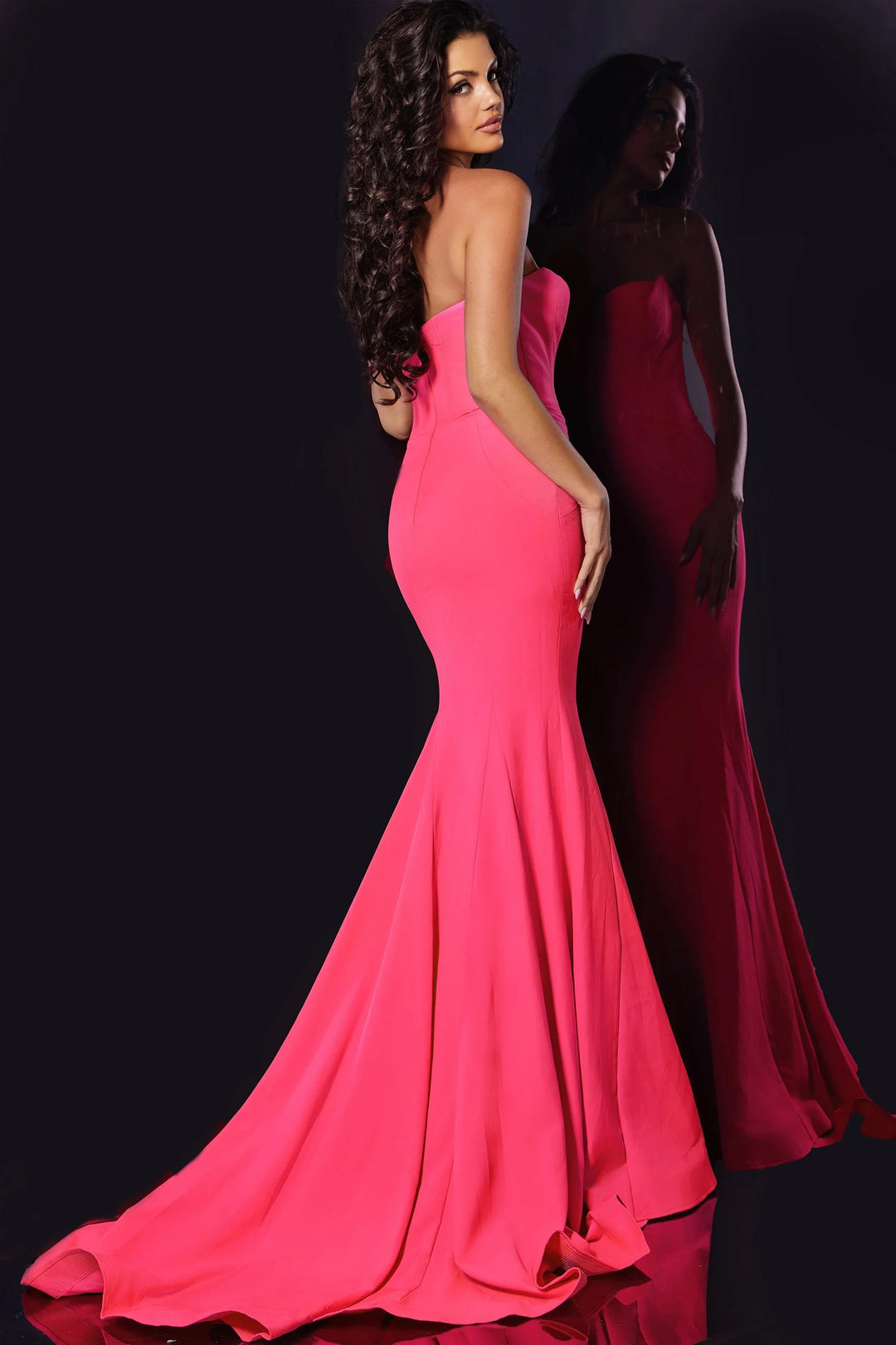 Jovani 38974 Strapless Mermaid With Sweep Train Prom Dress