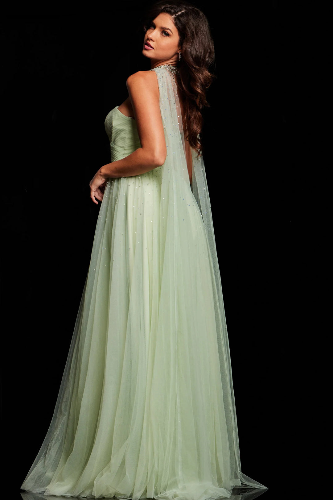 Jovani 39307 Sweetheart A-Line Prom Dress In Mint Tulle