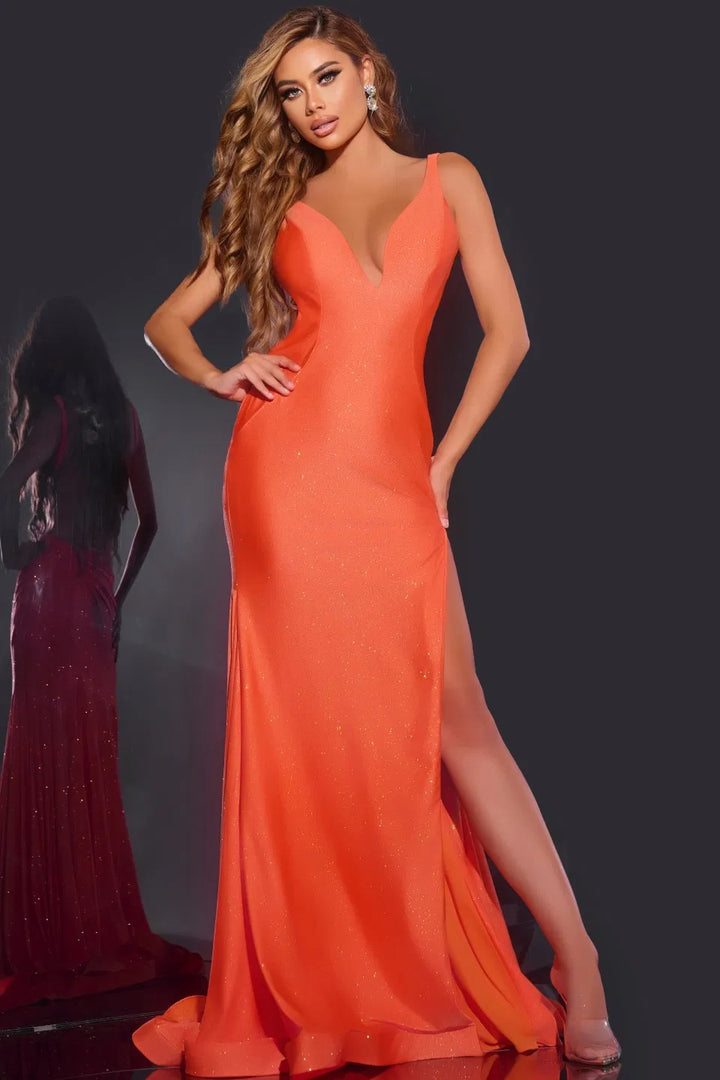 Jovani 43573 Sleeveless Mermaid With Deep V-Neckline Prom Dress