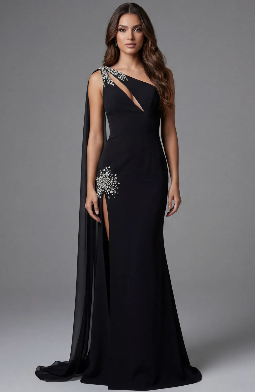 Jovani 45125 One Shoulder With High Slit Prom Dress