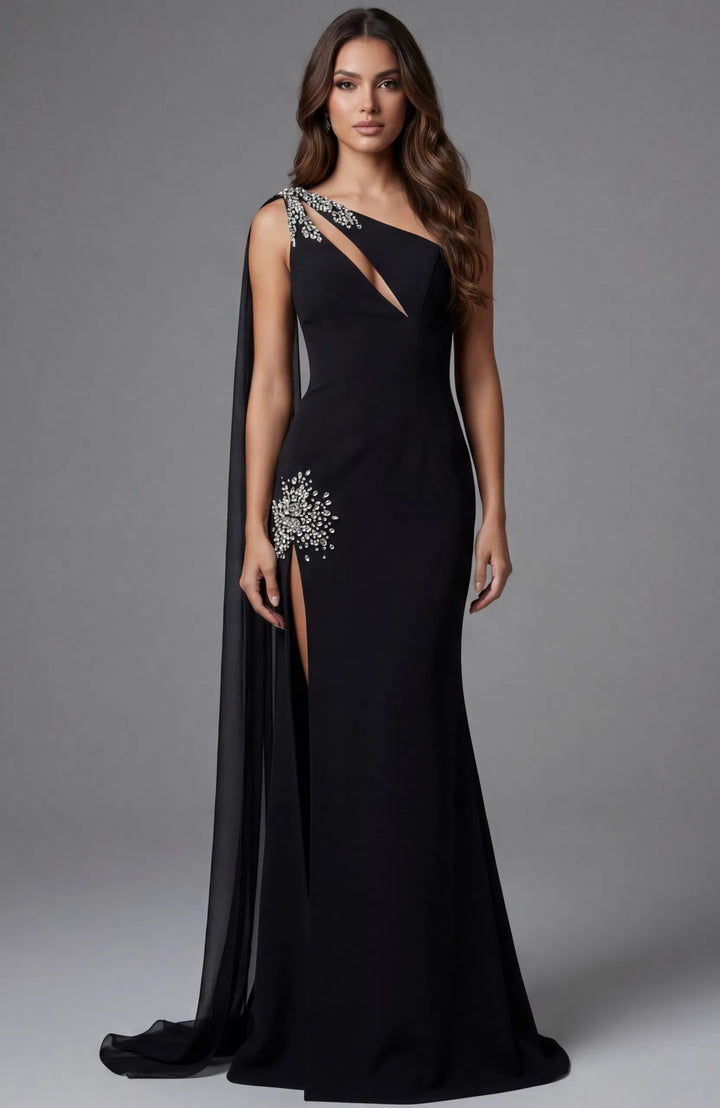 Jovani 45125 One Shoulder With High Slit Prom Dress