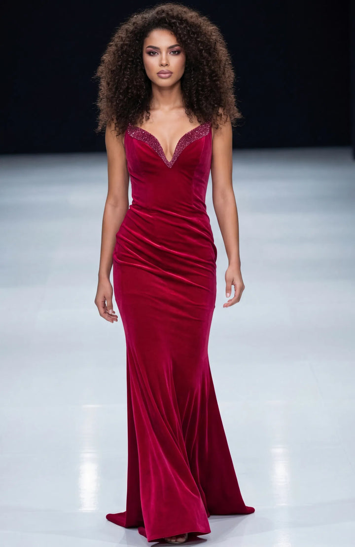 Jovani 45479 Velvet Sweetheart Neckline Prom Dress