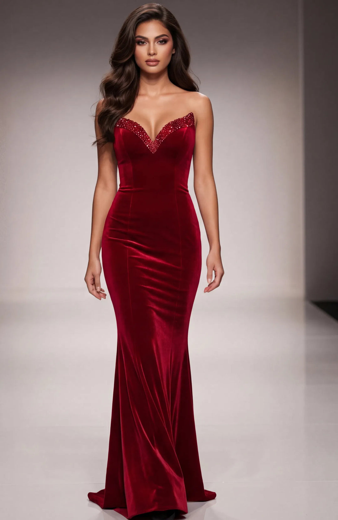 Jovani 45479 Velvet Sweetheart Neckline Prom Dress