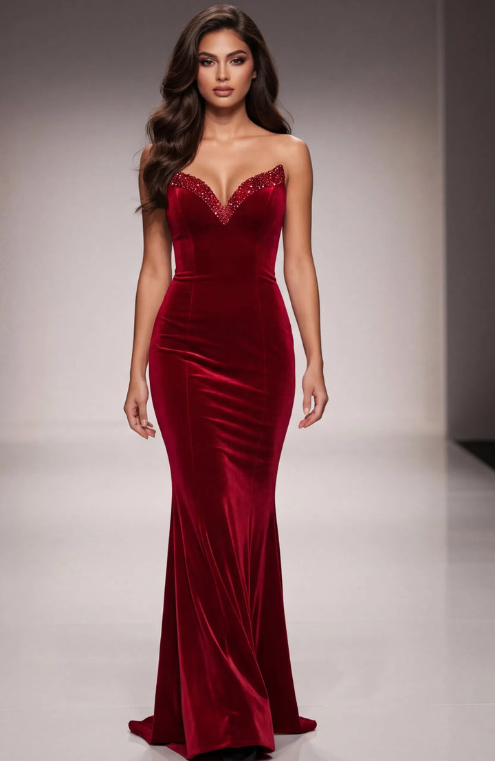 Jovani 45479 Velvet Sweetheart Neckline Prom Dress