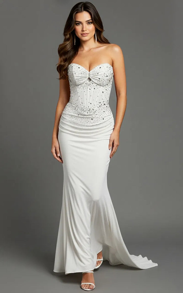 Jovani 48372 Rhinestone Embellished Sheath Prom Dress