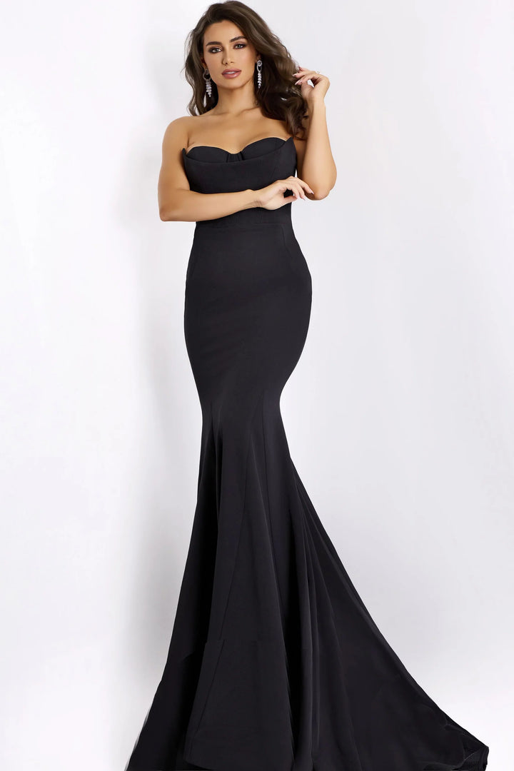 Jovani 38974 Strapless Mermaid With Sweep Train Prom Dress