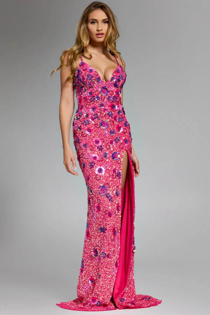 Jovani 46097 Fitted Silhouette And Sequins Evening Gown