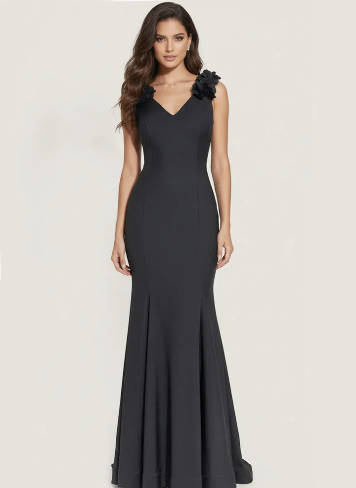 Jovani 48120 Floral Shoulder V-Neckline Evening Gown