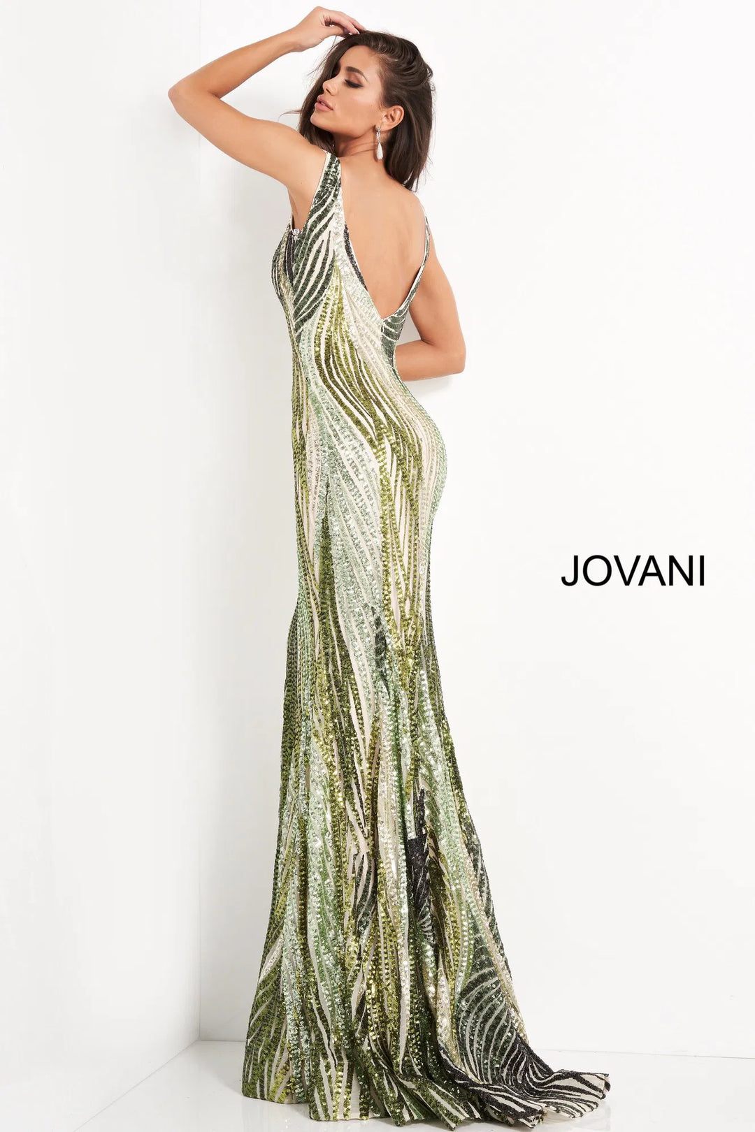 Jovani 05103 Sequin Plunging V Neck Junior Prom Gown