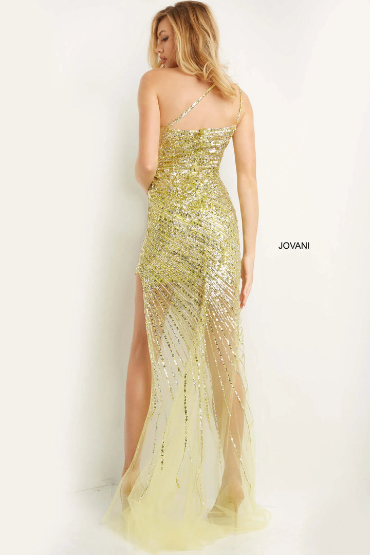 Jovani 05647 One Shoulder Embellished Sheath Dress