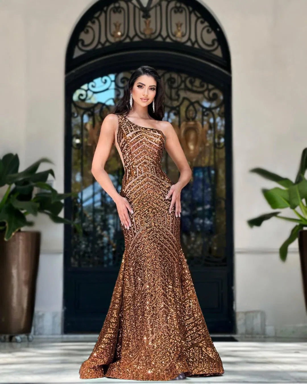 Jovani 06017 One-Shoulder Sequin Gown