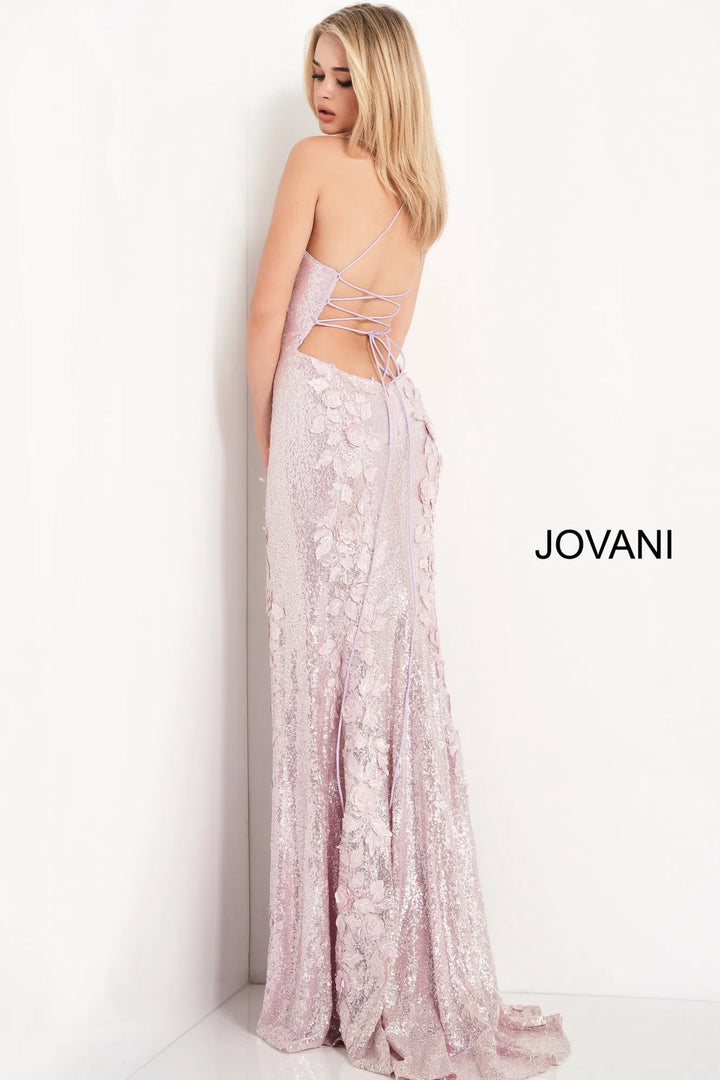 Jovani 06109 Floral Appliques Sequin Junior Prom Gown