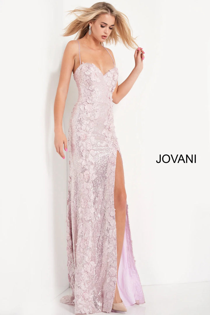 Jovani 06109 Floral Appliques Sequin Junior Prom Gown