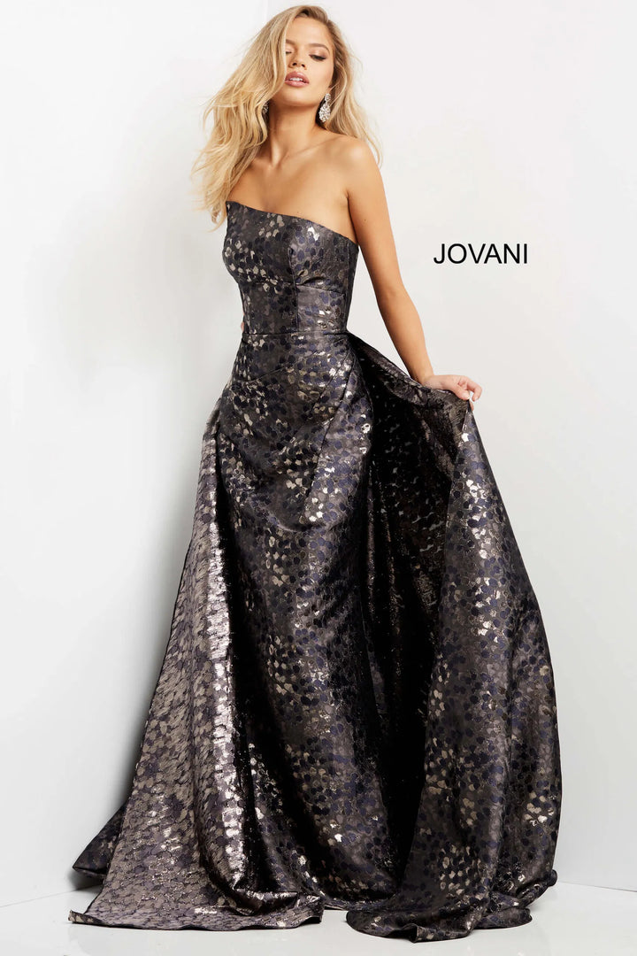 Jovani 06255 Strapless Straight Across Neck Evening Gown