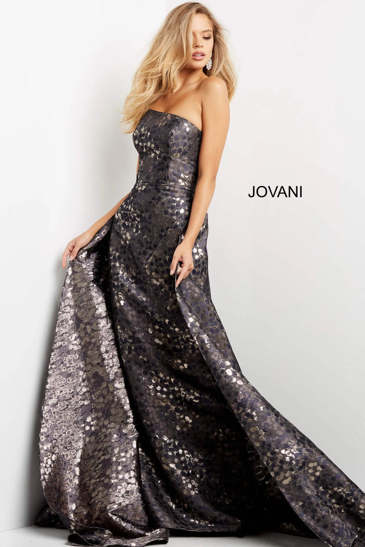 Jovani 06255 Strapless Straight Across Neck Evening Gown