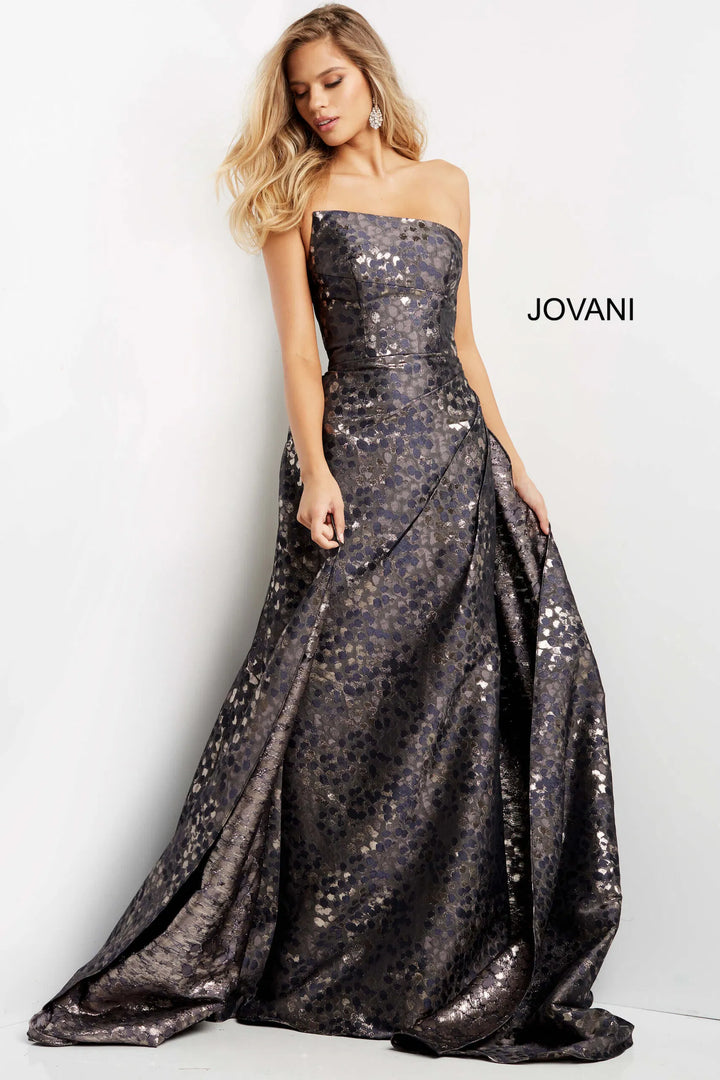 Jovani 06255 Strapless Straight Across Neck Evening Gown