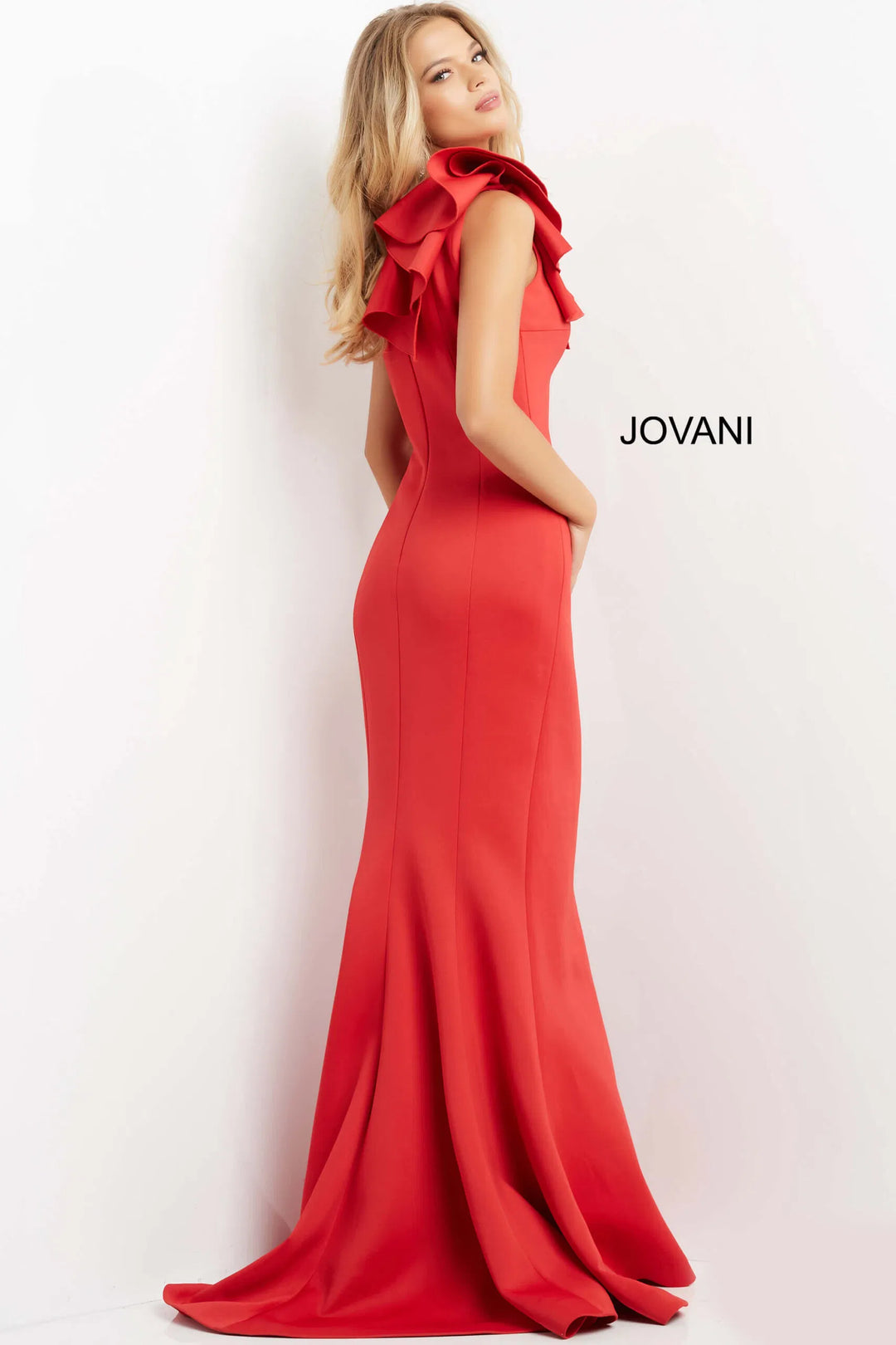 Jovani 06603 Ruffle Trim Evening Gown with Slit