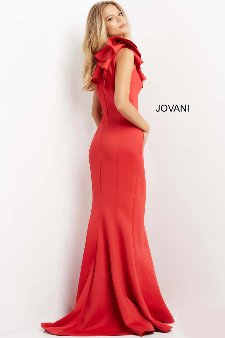 Jovani 06603 Ruffle Trim Evening Gown with Slit